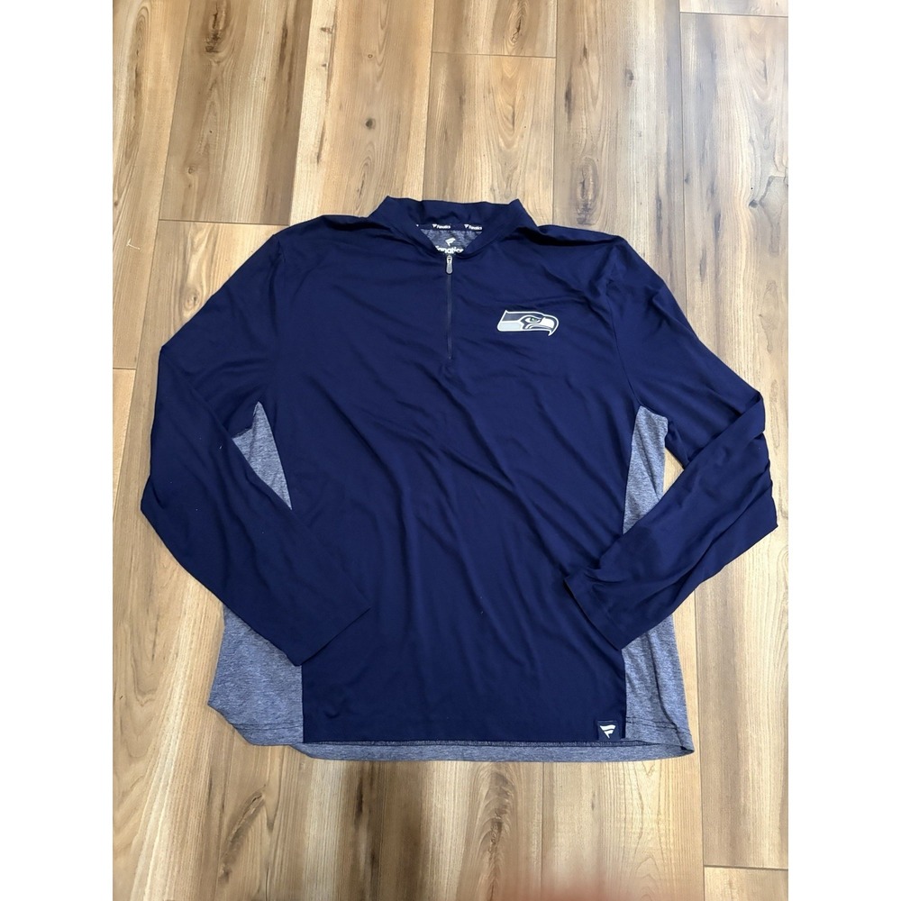 Fanatics Seattle Sea Hawks Quarterzip Men's‎ XL Navy Blue Pullover